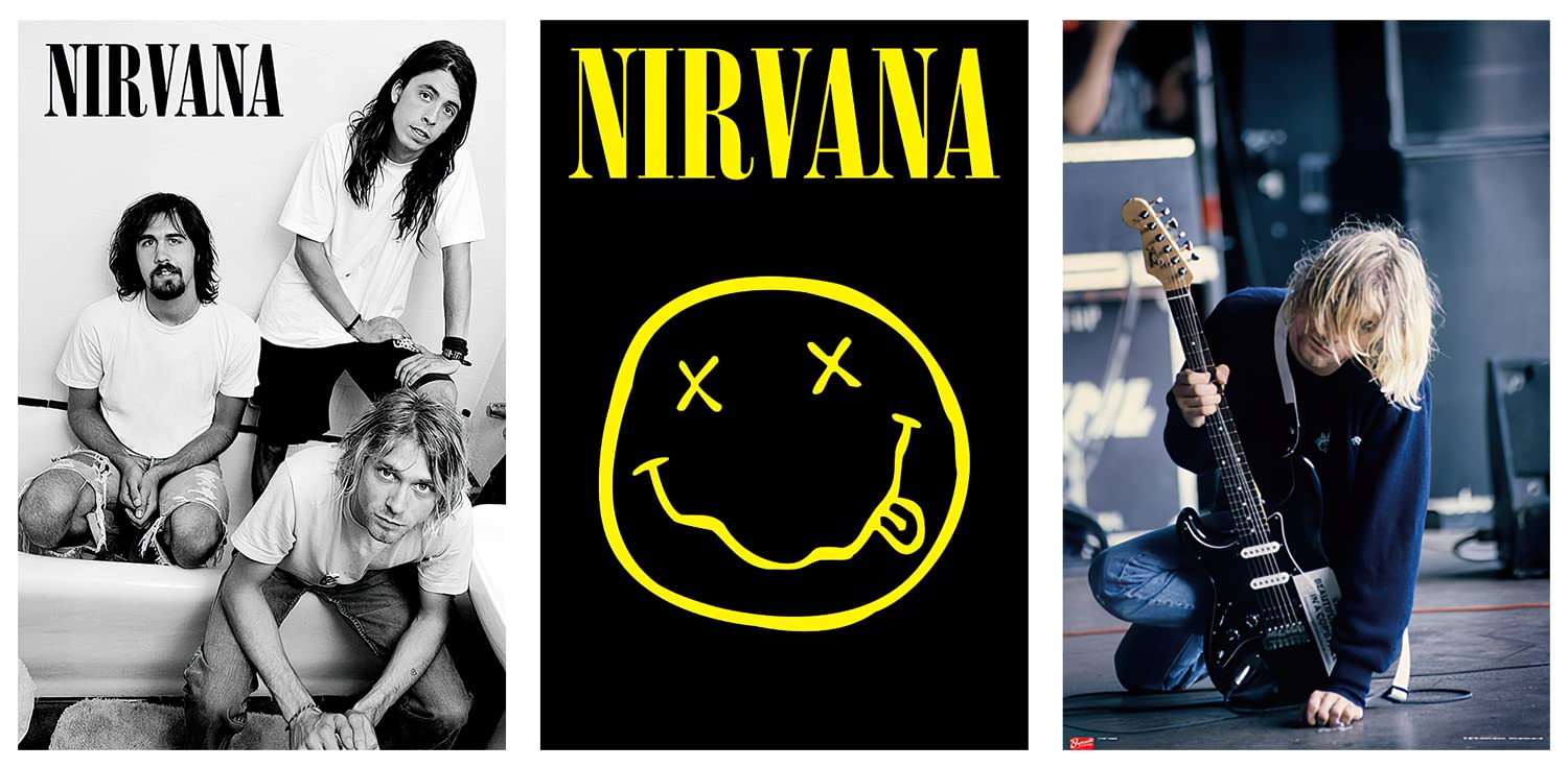 KISS & NIRVANA バンドポスターセット Amazon.com: Nirvana - 3 Piece Music Poster Set (Logo/Smiley